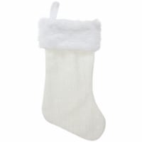 Northlight 19  Cream Cable Knit With White Faux Fur Cuff Christmas Stocking