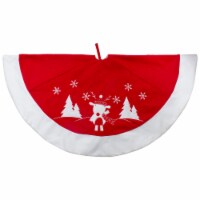 Northlight 48 Red and White Winter Reindeer Embroidered Christmas Tree Skirt