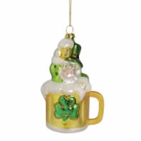 Northlight 5  Leprechaun in a Beer Mug Glass Christmas Ornament