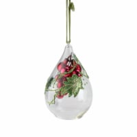 Northlight 6 Green Grape Cluster in Teardrop Glass Cloche Christmas Ornament