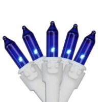 Northlight 50-Count Blue Mini Christmas Light Set, 10ft White Wire