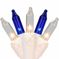 Northlight Set of 100 Blue & Clear Mini Christmas Lights 2.5” Spacing - White Wire
