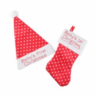 Northlight Red and White 'Baby's 1st Christmas' Infant Santa Hat with Stocking Costume