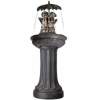 Northlight 32588769 45 in. Cherubs Holding an Umbrella Outdoor Patio Garden Water Fountain