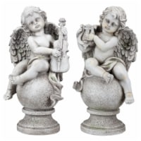 Northlight 32589221 14.75 in. Cherub Angels with Instruments Sitting on Finials Outdoor Garde