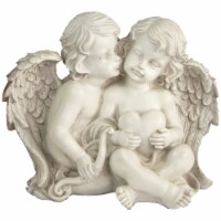 Northlight 32588781 16.25 in. Sitting Cherub Angels Holding a Heart & Bow Outdoor Garden Stat