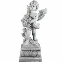 Northlight 32588785 28.75 in. Cherub Angel Standing on Pedestal Holding a Fruit Basket Outdoo