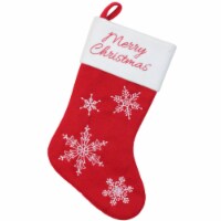 Northlight 16  Red and White Merry Christmas Snowflake Embroidered Christmas Stocking