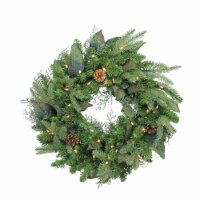 Northlight Pre-Lit Mixed Winter Pine Artificial Christmas Wreath - 24 Inch, Clear Lights