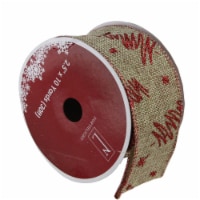 Northlight Red and Beige Christmas Tree Wired Craft Ribbon 2.5  x 10 Yards