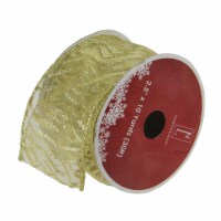 Northlight Shimmering Gold Metallic Ribbed Wired Craft Ribbon 2.5 x 10 Yards