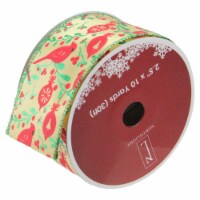 Northlight Club Pack of 12 Green and Ivory Cardinals Wired Christmas Craft Ribbon Spools 2.5