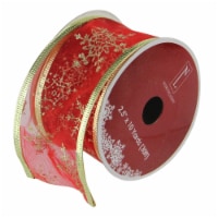 Northlight Cranberry Red and Gold Glitter Snowflakes Wired Christmas Craft Ribbon 2.5 x 10