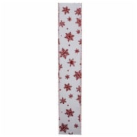 Northlight White and Red Snowflake Christmas Wired Craft Ribbon 2.5  x 10 Yards