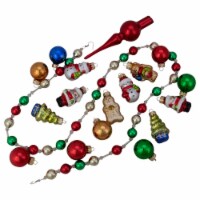 Northlight 18ct Red and Green Beaded Garland with Christmas Ornaments 30