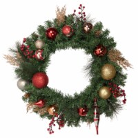 Northlight Green Mixed Foliage and Ornaments Artificial Christmas Wreath, 30-Inch, Unlit