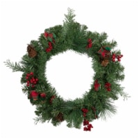 Northlight Pine Cones and Berries Artificial Christmas Wreath with Ribbon, 24-Inch, Unlit