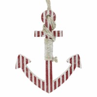Northlight 32735173 15.75 in. Red & White Striped Nautical Hanging Anchor with Rope Wall Art
