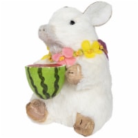 Northlight 32728971 6.75 in. White Sisal Piglet with Floral Lei & Watermelon Spring Figure