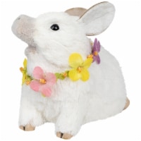 Northlight 32728968 6.5 in. White Sisal Piglet with Floral Lei Spring Figure
