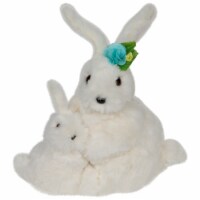 Northlight 10” White Plush Standing Mother and Baby Easter Bunny Rabbit Spring Figure