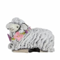 Northlight 6.75” White and Brown Plush Kneeling Sheep Spring Easter Figure
