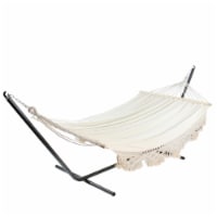Northlight 32816531 47 x 78 in. Poly Cotton Hammock, Cream White & Tan Brown