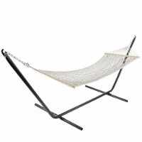 Northlight 32816579 31 x 78 in. Tan Netting Lattice Pattern Hammock with Wooden Bars