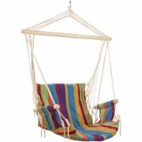 Northlight 32816627 23 x 39 in. Striped Pattern Hammock Chair with Padding & Wooden Armrests,