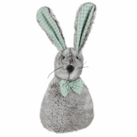 Northlight 12  Gray and Green Plush Rabbit with Green Bow Tie Easter Decoration