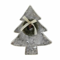 Northlight 12  White and Green Contemporary Tabletop Christmas Tree with Wreath