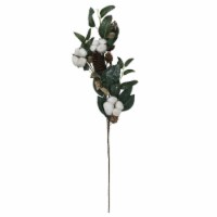 Northlight 27.5 White Cotton Flowers and Foliage Artificial Twig Pick