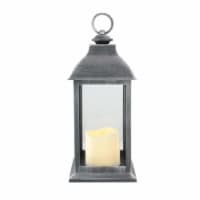 Northlight 32816033 12.5 in. Silver & Brushed Black Candle Lantern with Flameless LED Candle