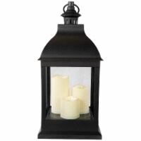 Northlight 32816066 20 in. Large Black Candle Lantern with 3 Flameless LED Candles