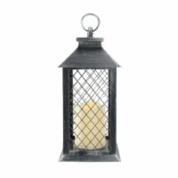 Northlight 32816077 11 in. Silver Brushed & Black Mesh Candle Lantern with Flameless LED Cand