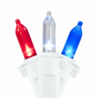 Northlight 100-Count Red, White and Blue LED Americana Mini Lights, 32.75ft White Wire