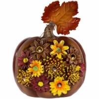 Northlight 8 Lighted Solar Powered Floral Fall Harvest Pumpkin Outdoor Decoration