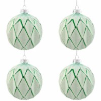 Northlight 4ct Emerald Green and White Matte Christmas Ball Ornaments 4  (100mm)