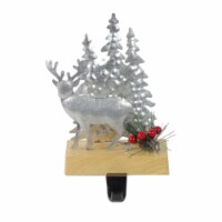 Northlight 8.5  Silver and Brown Galvanized Metal Deer with Trees Christmas Stocking Holder