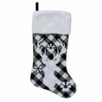 Northlight 20.5 Black and White Plaid Rustic Reindeer Snowflake Christmas Stocking