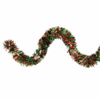 Northlight 12' Red and Green Wide Cut Christmas Tinsel Garland - Unlit