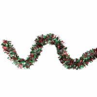 Northlight 12' x 4  Green and Red Tinsel Artificial Christmas Garland - Unlit