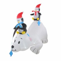 Northlight 6' White and Black Inflatable Polar Bear and Penguins Lighted Outdoor Christmas