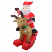 Northlight 4.75' Pre-Lit Red Inflatable Rocking Reindeer and Santa Outdoor Christmas Yard