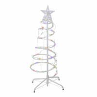 Northlight Set of 2 Multi-Color LED Lighted Spiral Cone Trees Outdoor Christmas Decorations