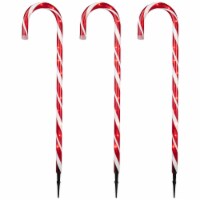 Northlight Set of 3 Lighted Red and White Candy Cane Outdoor Christmas Pathway Markers 28