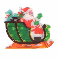 Northlight 17  Pre-Lit Green and Red Holographic Santa in Sleigh Christmas Window Silhouette