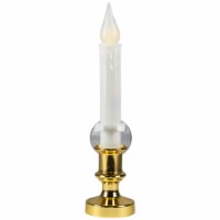 Northlight 8.5  Pre-Lit White and Gold LED Flickering Window Christmas Candle Lamp