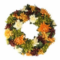 Northlight Autumn Orange and Green Chrysanthemum Artificial Thanksgiving Wreath - 19.5-Inch,