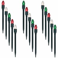 Northlight Set of 15 Lighted Red, Clear and Green C9 Christmas Pathway Marker Decor